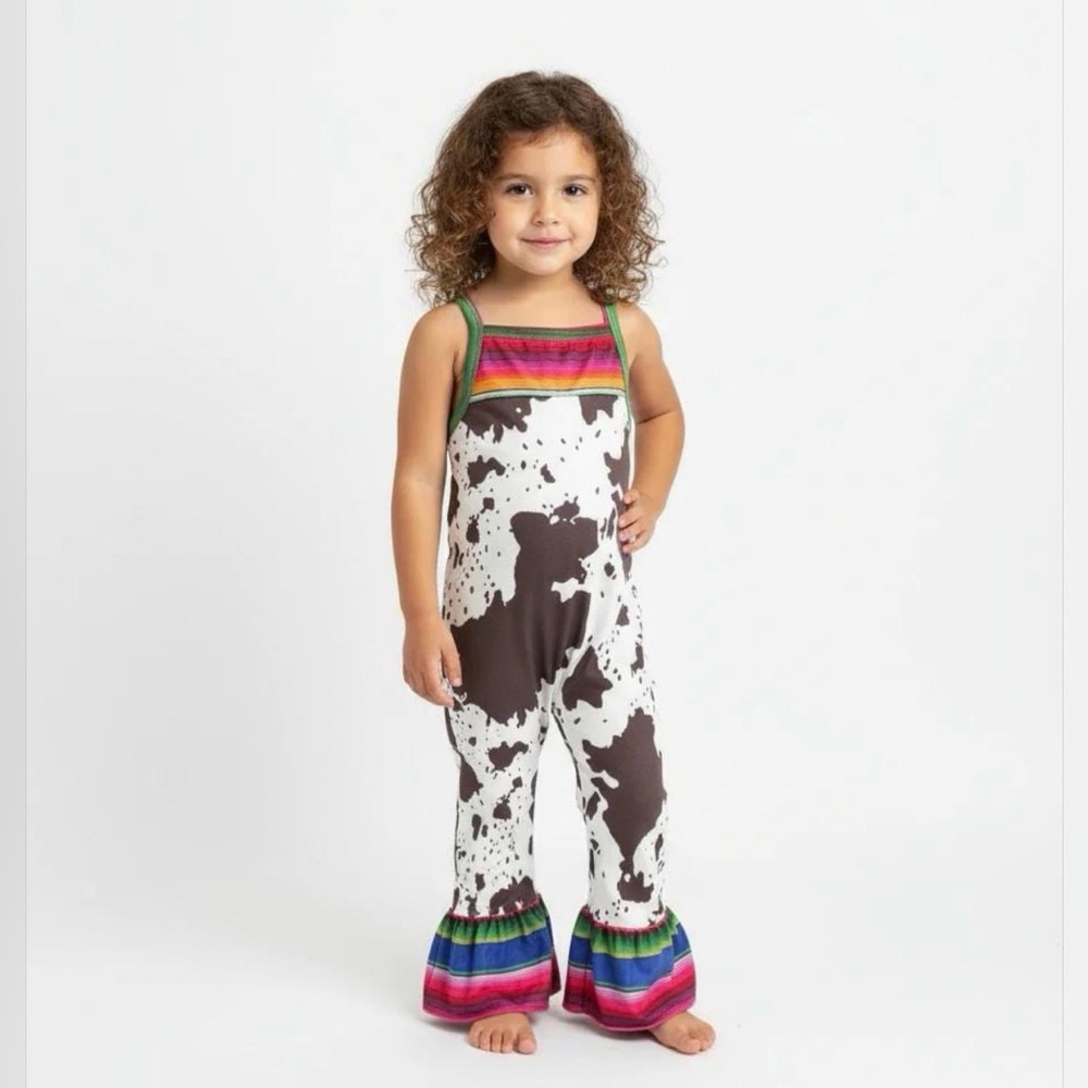 Cowprint Serape Jumpsuit: Western Cowgirl Romper